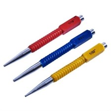 3x Nail Punch Set Colour Coded 1/32" 1/16" 3/32" Alloy Steel Hide Panel Pins