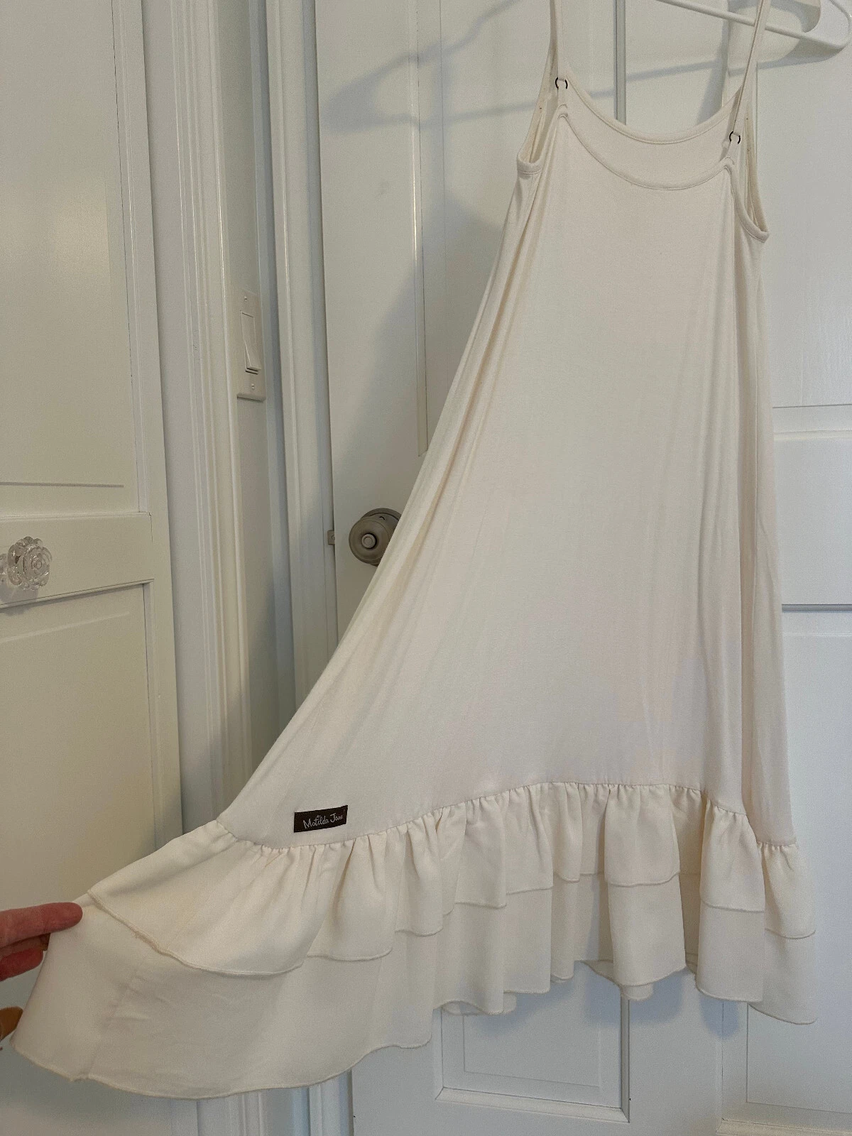 OFF WHITE Abito Matilda Jane Off White estensibile spalline regolabili volant taglia XS