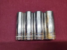 Lot of 4 Jobsmart Deep Well Sockets 12pt, 1/2, 5/8, 11/16, 3/4"