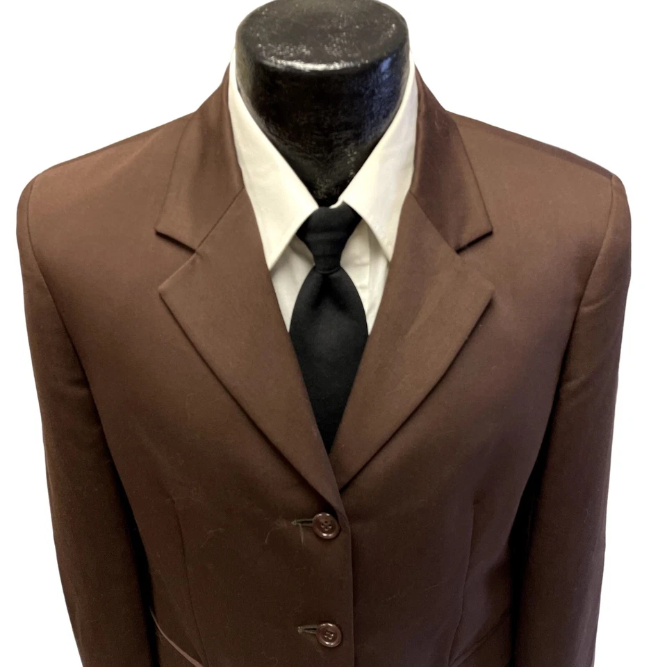 De Colección Y2K United Colores Of Benetton Dama Marrón Abrigo Deportivo TRAJE Chaqueta 3 BTN Blazer Foto 2 de 4