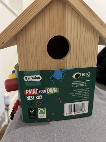Paint Your Own Wild Bird Nest Box Garden wall Tree Hanging Feeding Bird Nesting - Picture 3 of 5