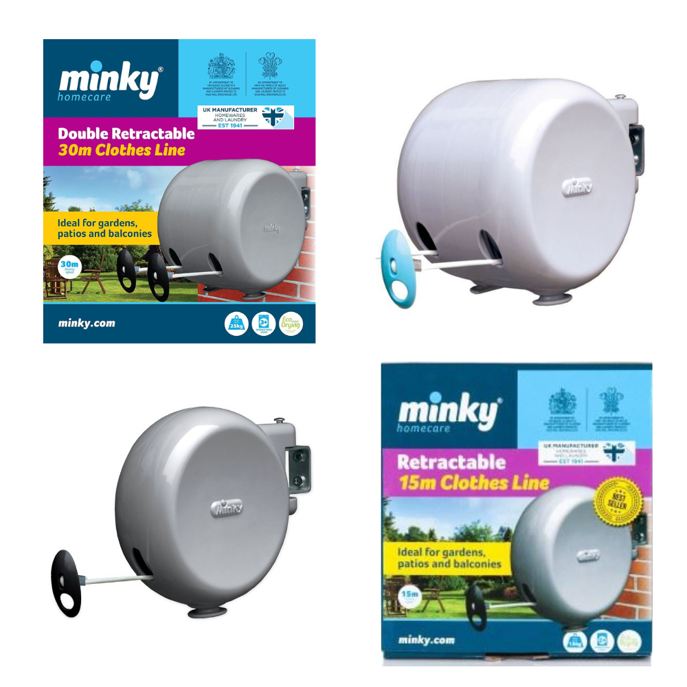 15m/30m Retractable Reel Cloth Washing Line Double Wall Mounted Indoor  Outdoor