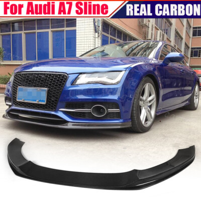 REAL CARBON Front Bumper Lip Chin Spoiler Fit for Audi A7 Sline S-Line 2012-2014
