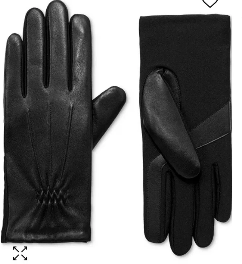 Isotoner Signature Stretch Leather Touchscreen Gloves Women's L/XL Black