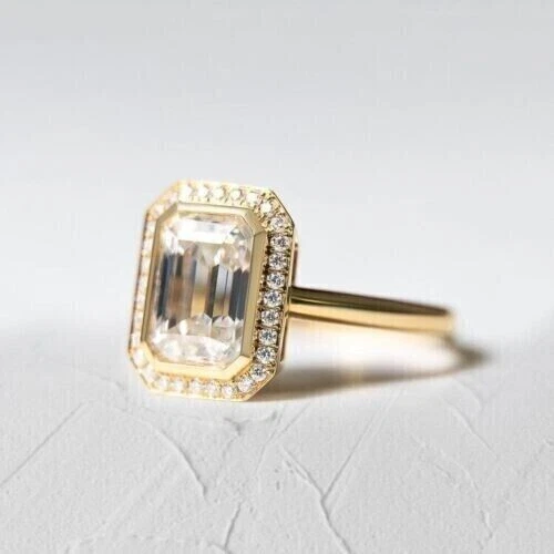 Natural White Sapphire 14 K Yellow Gold Handmade Ring Gift For