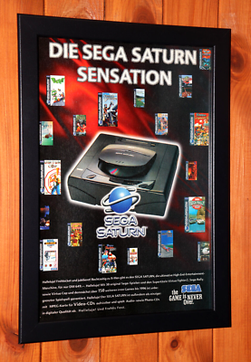 Vintage Sega Saturn Games Rare Small Promo Poster / Ad Page Framed