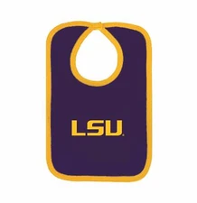 LSU Tigers Team Bib Newborn Baby 100% Cotton Zelcro Closure NEW
