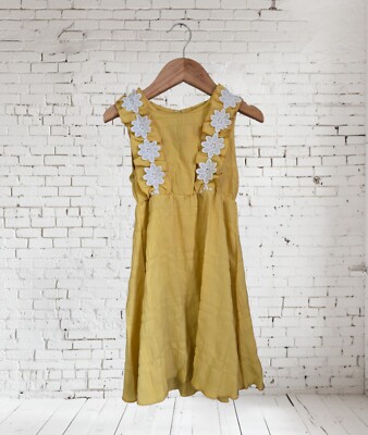 Boho Kid's A-line Sundress Crochet Floral Crinkle Outfit Yellow Size 4-5 | eBay Boho Kid's A-line Sundress Crochet Floral Crinkle Outfit Yellow Size 4-5 | eBay