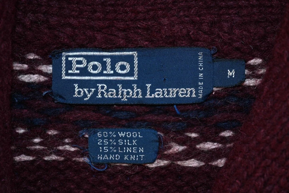 SUÉTER JERSEY CUELLO CHAL GEOMÉTRICO TEJIDO A MANO POLO RALPH LAUREN AÑOS 90 DE COLECCIÓN M Foto 3 de 3