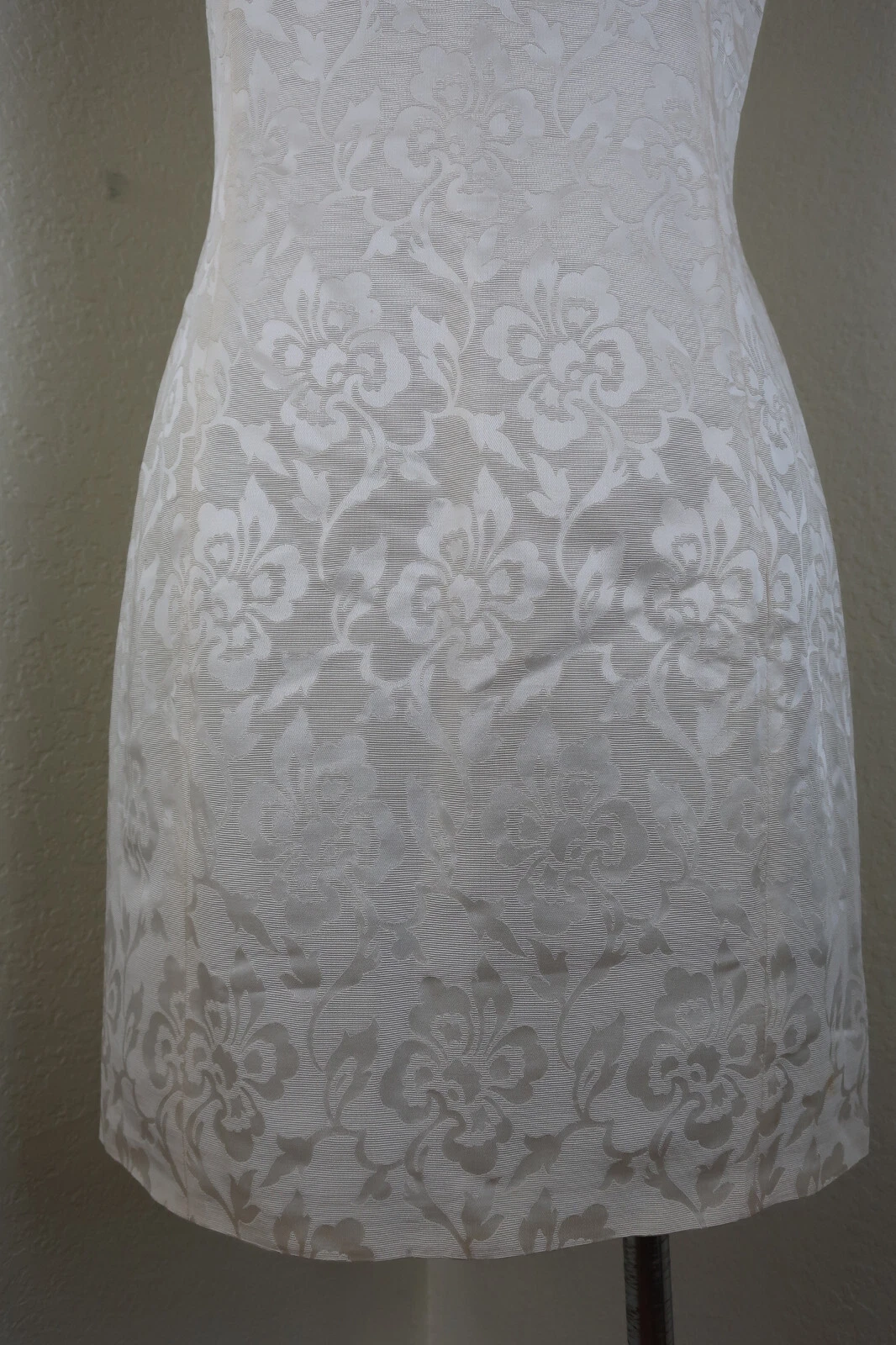 Abito vintage Gianni Versace giallo damascato senza maniche bodycon cotone piccolo 40 4 5 6