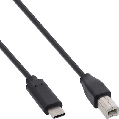 InLine  USB 2.0 Kabel, USB-C Stecker an USB-B Stecker, schwarz, 5m