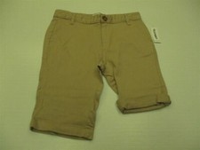 new OLD NAVY Girl's Size 12 Flat Front Stretch Cotton Beige Slim Shorts SHA5713