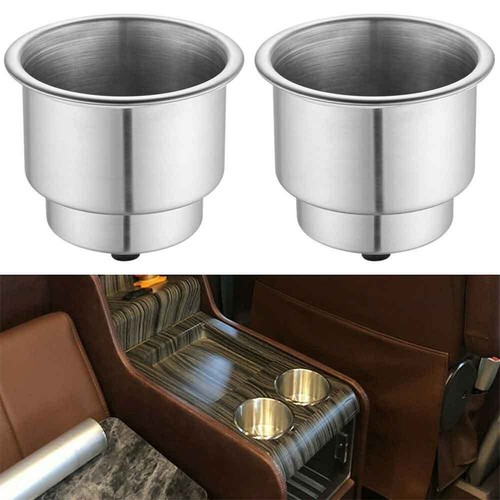 2x Stainless Steel Cup Drink Holders for Marine Boat Truck Car Camper RV w Drain - Picture 2 of 12