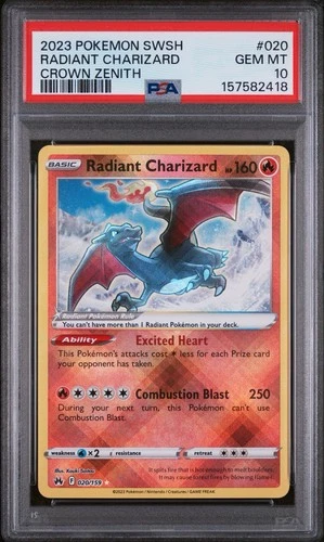Pokémon TCG Radiant Charizard Crown Zenith 020/159 PSA 10 Gem Mint