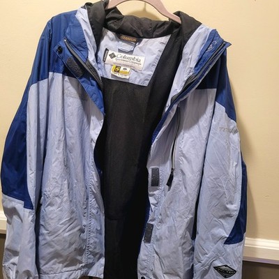 Columbia Titanium Jacket Womens Large Blue Omnitech Zip Vented Ski Read Descript