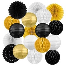 Raiten 18 Pcs 2026 Happy New Year Party Decorations Kit Black Gold and Sliver