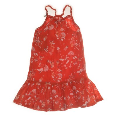 Vertbaudet, Kleid, Größe: 86, Rot/Mehrfarbig, Baumwolle, Blumen, Mädchen #Qw1