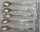 5 New Wallace Rose Point  7 1/2" Sterling Silver Iced Tea Spoons 144 grams