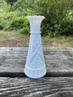 Vintage Antique 1960s Milk Glass Flower Bud Vase 6”