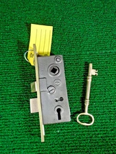 RARE PENN #1127 FRENCH DOOR MORTISE LOCK w/KEY, BS 1", 5 " FACE  (43244)