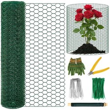 Plant Protectors from Animals, 0.8mm Free-Cut Green Chicken Wire Mesh, PVC Co...