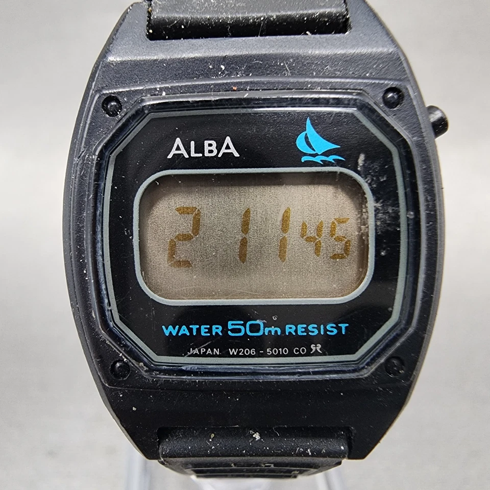 Seiko Alba relógio digital feminino 23mm mostrador preto tom preto W206-5010 nova bateria - Imagem 2 de 4