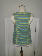 Anthropologie Ribbed Racer Striped Tank Top Size L Retro Sleeveless Preppy Boho