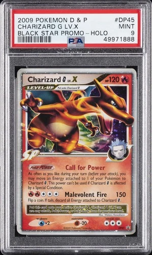 2009 POKEMON DIAMOND & PEARL BLACK STAR PROMO HOLO #DP45 CHARIZARD G LV.X PSA 9