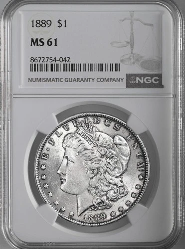 1889-P  $1  MORGAN SILVER DOLLAR  "PHILADELPHIA MINT"  NGC MS61 #8672754-042
