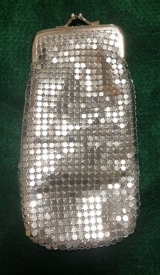 sparkly cigarette case Long Silver Mesh Sequin Cigarette Case Pouch, Coin Purse, 120s ~EUC~