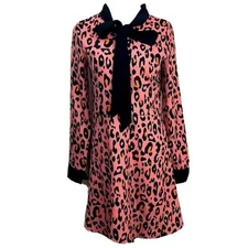 La Roque Leopard Print flutter Dress Size Medium Black AND Pink