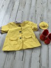 American Girl BITTY BABY Clothes Rainy Day Yellow Raincoat Red Boots *Clasp Flaw