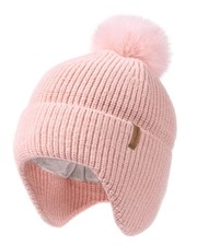 Toddler Baby Winter Hat Warm Fleece Lined Knit Kids Hat with Earflap Infant N...