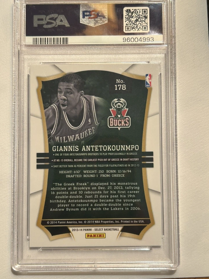 2013 Panini Select Яннис Antetokounmpo Milwaukee Bucks дебютант RC #178 PSA 9 - Изображение 3 из 3