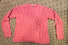 L.L. Bean Women Cable Knit Fisherman Sweater Size M Cotton Crewneck Very Good