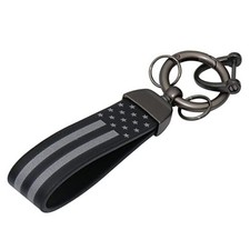 American USA Flag Metal Keychain With Zinc Alloy Ring - Fit for Trucks, Black