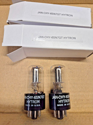 2x RÖHREN HYTRON 6SN7GT JAN CHY BLACK PLATE 1951 - PERFECT STRONG MATCHED TRIODE