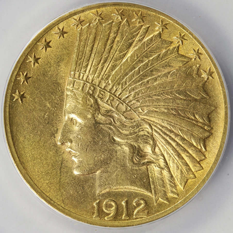 1912 $10 Indian Gold Eagle ANACS AU50 Details - Cleaned - Image 3 of 4
