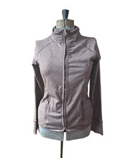 Athletic Track Jacket Women's Size S Purple Full Zip Thumbholes Reflective Strip