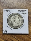 1914 P Barber Silver Quarter VG Very Good Condition U.S. 25c Coin (Raw13697)