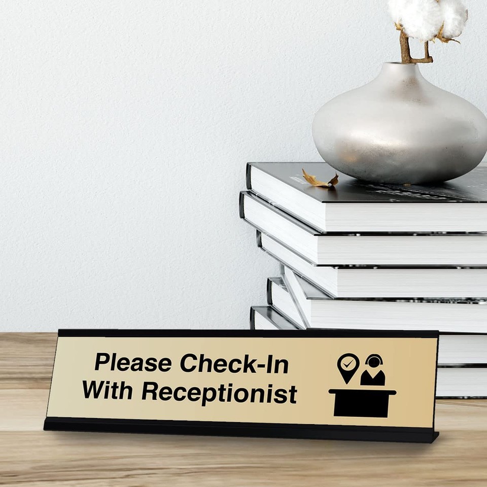 Please Check-In With Receptionist, Desk Sign or Front Desk Counter Sign ...