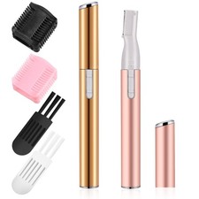 2 Pcs Electric Eyebrow Trimmer Women Precision Face Razors Mini Shaver with C...