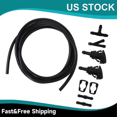 Car Windshield Wiper Washer Squirter Nozzle Spray Jet Kit Fluid Hose Universal