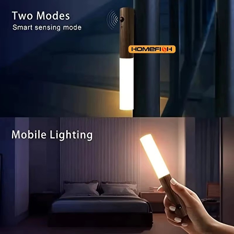 Motion Sensor LED Night Light Magnetic Wall Lamp USB Rechargeable Stick ...