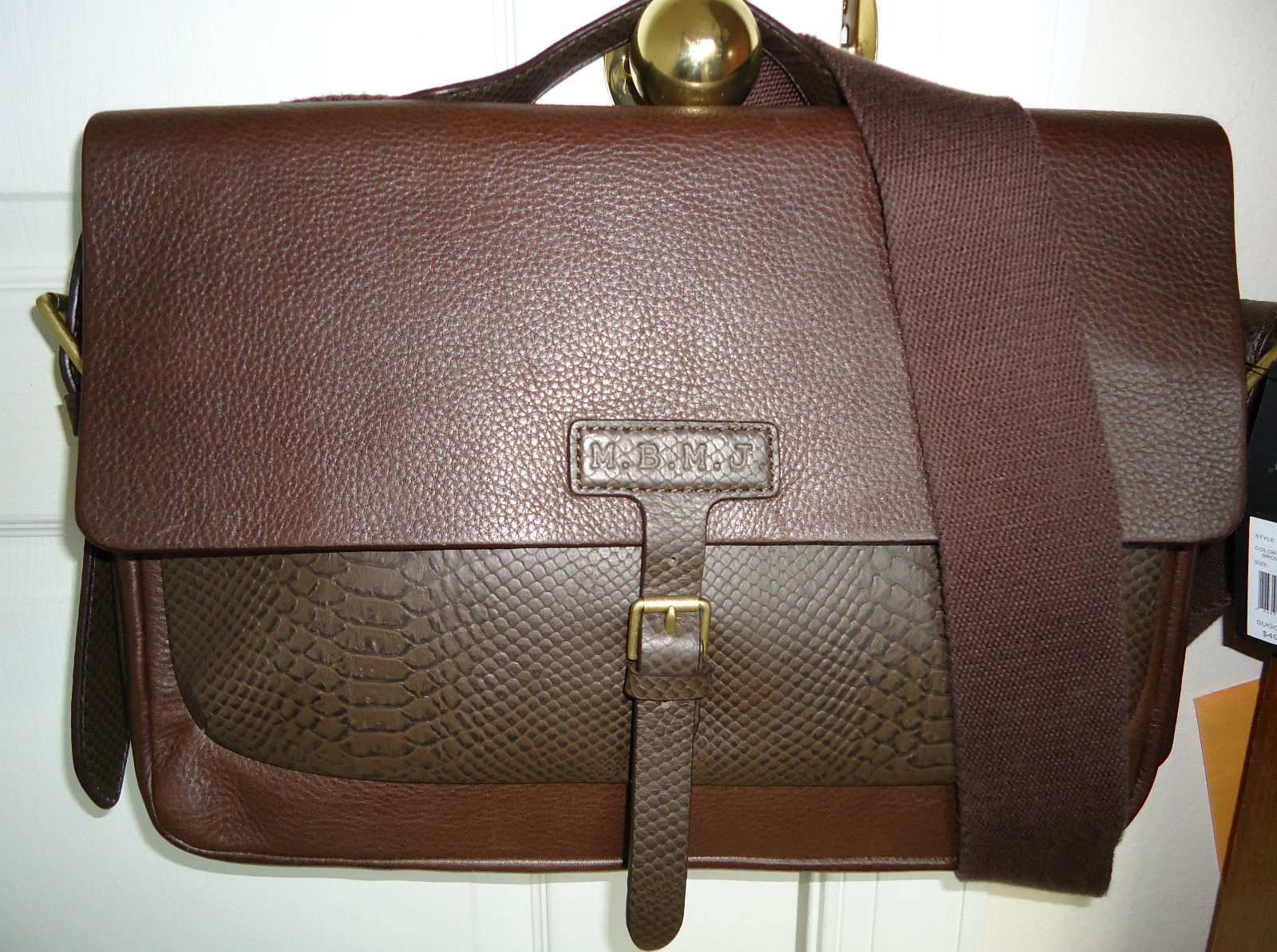 NEW $498 Marc by Marc Jacobs Structured Briefcase Brown Python leather image 2