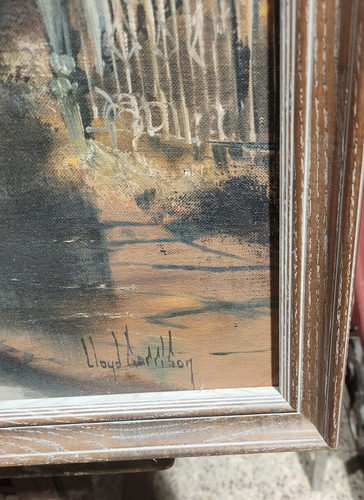 FRAMED LLOYD GARRISON ORIGINAL OIL PAINTING OF SENIC VINTAGE TOWN SCENE - Picture 2 of 6