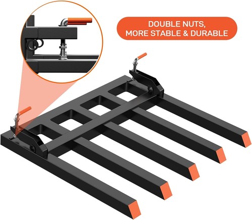 48" Clamp Debris Forks Tractor Skid Steer Loader Bucket Pallet Forks Heavy Steel - Picture 8 of 9