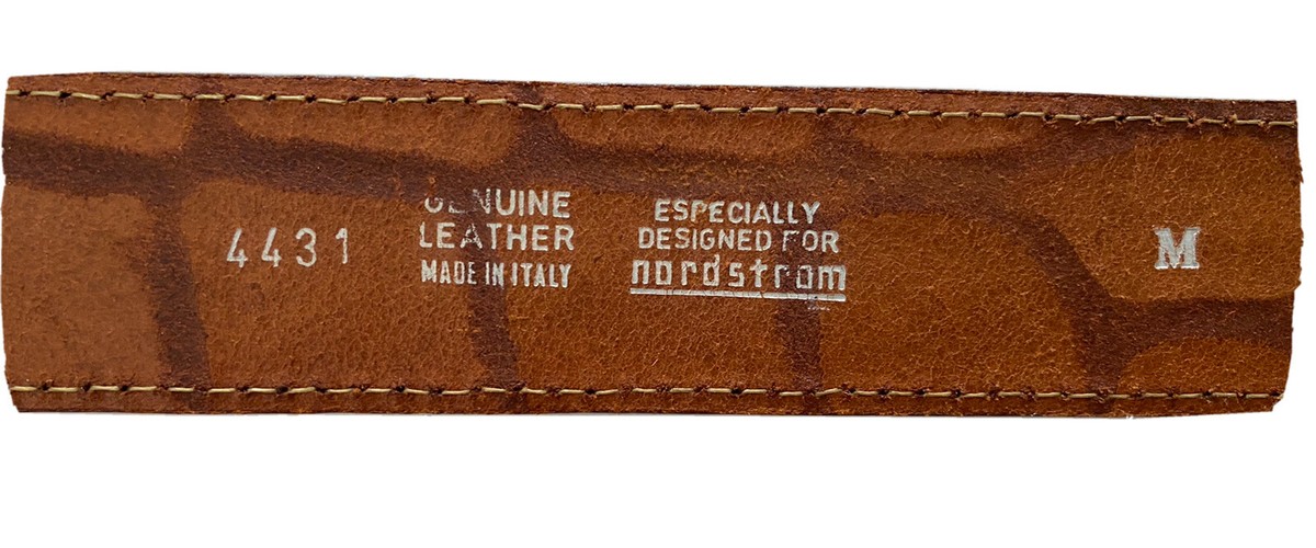 Vintage Nordstrom Belt Brown Alligator Embossed Italian Leather Gold Buckle SZ M Nordstrom Brown Croc Embossed Leather Belt Sz L 1”Wide Made  main image 2