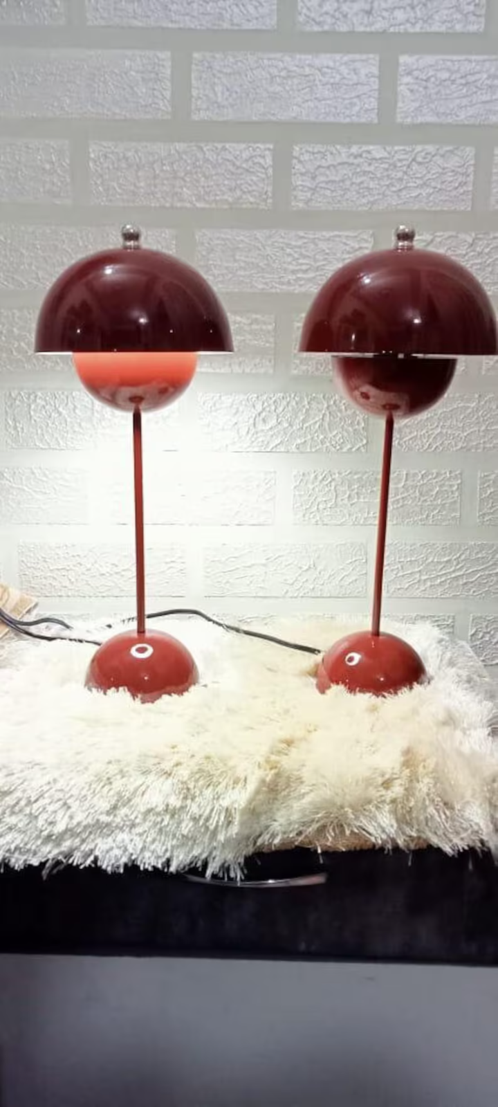 1950' Style Pair of Flower Pot VP3 Table lamp Desk Lamp Mid Century Blood Red