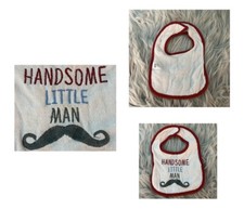 Infant Boy Bib "handsome Little Man" Graphic Print One Size